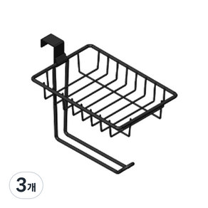 해피이지 욕실 화장실 무타공 후크 벽걸이 휴지걸이 타월 홀더 후크형, 블랙, 3개