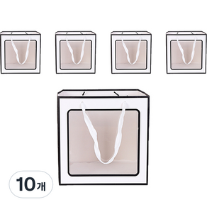 마켓감성 투명창 프레임 포장 쇼핑백 대, 화이트프레임, 10개