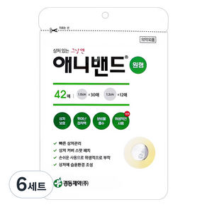 경동제약 애니밴드 반창고 원형 1cm 30p + 1.2cm 12p 세트, 42개, 6세트