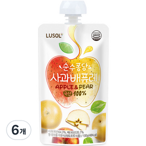 루솔 순수퐁당 퓨레, 혼합맛(사과/배), 100g, 6개