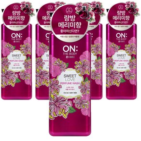 온더바디 퍼퓸 약산성 스위트러브 바디워시 피치 앤드 화이트머스크향, 865ml, 5개