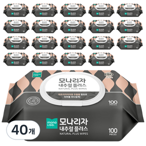 모나리자 내추럴 플러스 물티슈 캡형, 192g, 100매입, 40개