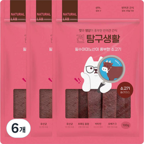 내츄럴랩 강아지 견탐구생활 슬라이스 간식, 소고기, 100g, 6개