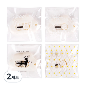 인디케이 접착 윈터 비닐봉투 7 x 7 cm 4종 x 100p 세트, 스페셜위드, 하얀눈, 굿럭, 사선옐로우, 2세트