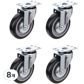 티렉스캐스터 회전 캐스터 바퀴 155 x 64 x 95 mm 우레탄 BLACK P505S-2 DB, 8개
