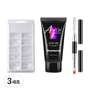 네일연장 폴리젤 세트 08 다크핑크, 폴리젤 30ml + 연장팁 100p + 듀얼브러시, 3세트