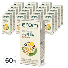 이롬 황성주 국산콩 두유 우리땅 17곡, 190ml, 60개