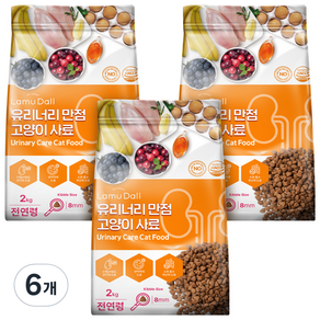 라무달리 고양이 전연령 유리너리 만점 사료, 닭, 2kg, 6개