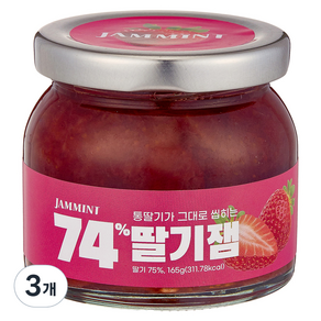 잼민트 74% 통딸기잼, 3개, 165g