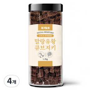 개기월식 말랑 유황 큐브 져키 강아지 간식, 혼합맛(오리/천연벌꿀), 1.1kg, 4개