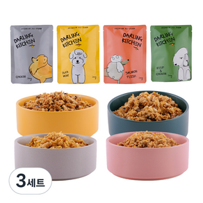 달링키친 강아지 자연화식 사료 4종 세트, 소 + 닭 + 오리 + 연어, 100g, 3세트