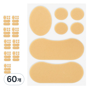 라이프팁스 물집방지 탄력 쿠션 패드, 60개, L(61 x 27 mm), M(37 x 30 mm), S(15 x 15 mm)