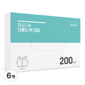 일상나눔 다용도 일회용 PE 위생장갑, 200개입, 6개