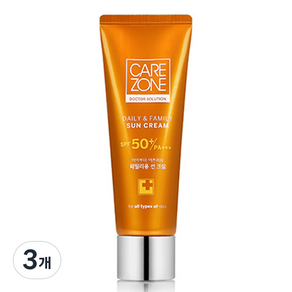 케어존 데일리 앤 패밀리 선케어크림 SPF 50+ PA+++, 80ml, 3개