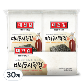 대천김 미니도시락김 G3240-K 6p, 2g, 30개