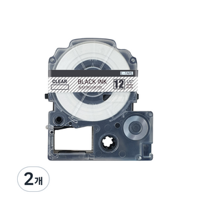 오피스토어 엡손 호환 라벨테이프 ST12KW 12mm 투명바탕 검정글자, 2세트