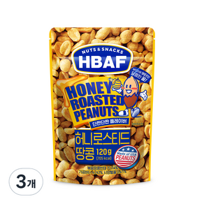 HBAF 넛츠 앤 스낵스 허니로스티드 땅콩, 120g, 3개