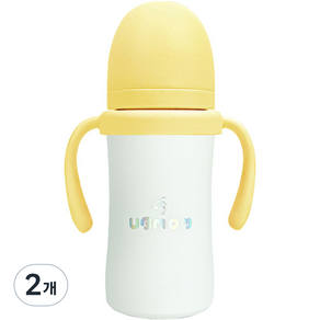 유비맘 시그니처 보온보냉 스테인리스 아이 빨대컵 220ml, 2개, 바나나