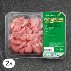 생생포크 무항생제 인증 1등급 뒷다리 찌개용 (냉장), 500g, 2개