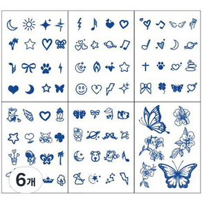 디에스 워터프루프 포인트 타투 스티커 C, 혼합색상, 6개