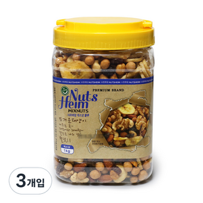 웰넛 자연두레 너츠하임 믹스넛 블루 용기, 1kg, 3개