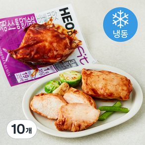 허닭 FIT 저당 소스 통 닭가슴살 바베큐맛 (냉동), 100g, 10개