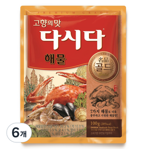 다시다 명품골드 해물 조미료, 100g, 6개