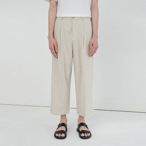 씨오큐 남성용 LINEN PLEATS WIDE CROP PANTS