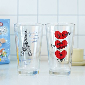 더 파리 유리컵 470ml x 2종 세트, 투명, 1세트