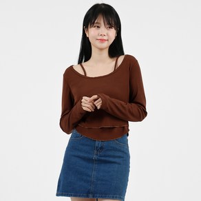 엘쏘 여성용 나시 티셔츠 + 투피스 레이어드 긴팔 티셔츠 세트