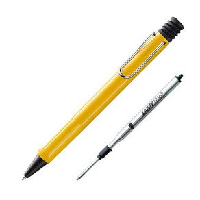 LAMY 사파리 볼펜 1.0mm + M16F 검정 볼펜리필심 0.8mm 세트, 볼펜(옐로우), 케이스(랜덤발송), 1세트