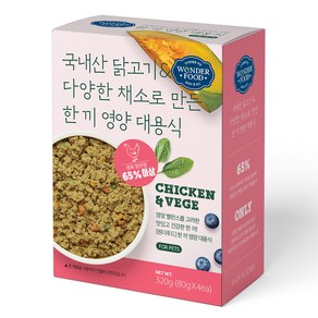 원더푸드 강아지 전연령용 한 끼 영양 대용식 닭고기 사료 4p, 320g, 1개