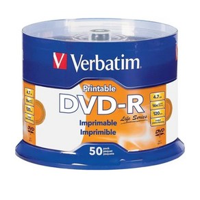 버바팀 DVD-R 4.7GB 프린터블 16X 공디스크 케이크 50p, 98472, 1개