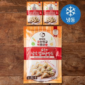 추억의국민학교떡볶이 얇은피 삼각 잡채군만두 (냉동), 210g, 3개