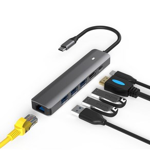 아이노트 USB C타입 6 in1 멀티허브 CH61P, 블랙, 1개