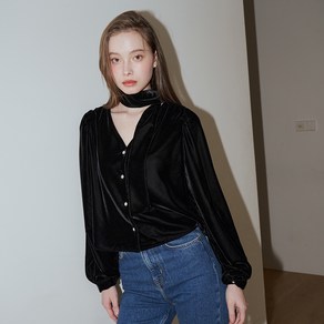 벰버 V NECK VELVET BLOUSE