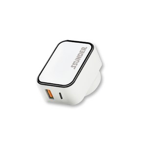 썬더 USB C타입 18W 퀄컴3.0 2포트 듀얼 고속 충전기, 화이트, 1개