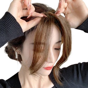 하이유니 사이드 뱅 앞머리 헤어피스 36cm, 라이트브라운, 1개