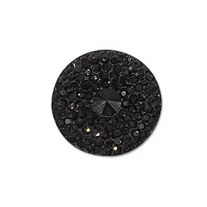 고급 진주 큐빅 보석 포인트 단추 수국1 25mm, 블랙, 1개