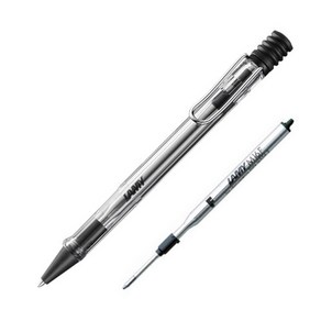 LAMY 비스타 볼펜 1.0mm + M16F 검정 볼펜리필심 0.8mm 세트, 볼펜(투명), 케이스(랜덤발송), 1세트