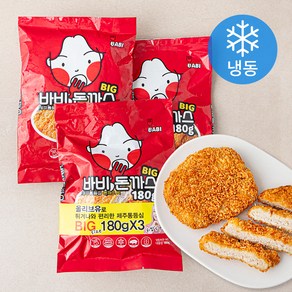 바비 제주통등심 돈까스 빅 (냉동), 180g, 3개