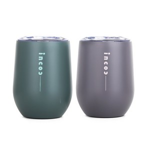 인콕 스텐 와인 텀블러 340ml x 2종 세트, 피콕그린, 빈티지 그레이