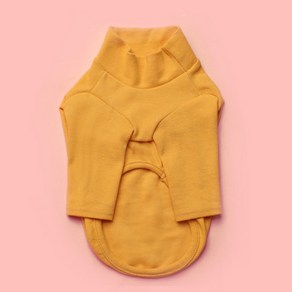 어썸키즈 강아지 골지 폴라 티셔츠, MUSTARD, 1개