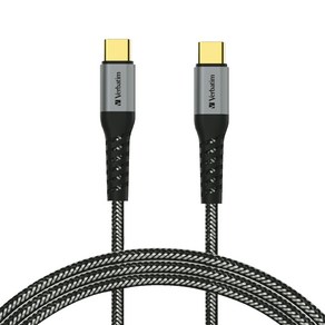 버바팀 케블라 100W E-mak PPS 고속 충전 케이블 2.0 지원 21AWG C to C 30cm, 그레이, 1개