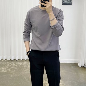 아도르클래식 남성용 라운드 R넥 노스 가볍고 시원한 데일리 긴팔티