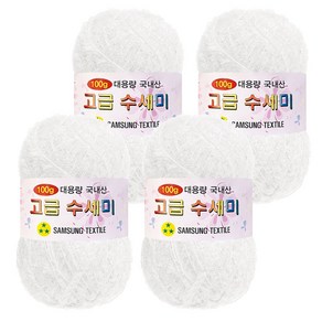 yana 100g 대용량 고급수세미 뜨개실 4p + A인쇄도안 8종 세트, 101 흰색, 1세트