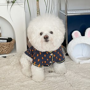 바이담수미 반려동물 당근 셔츠, 네이비, 1개