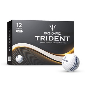 빅야드 TRIDENT 골프공 3피스 42.7 mm, 화이트, 12개입, 1개