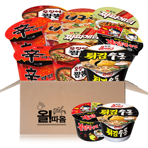 올따옴) 큰컵 신라면2개+불닭2개+오짬2개+너구리2개+짜파게티2개+튀김우동2개, 1개