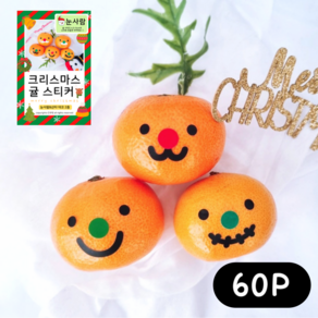 꾸밋 크리스마스 귤 스티커 표정 데코 60P, 60개, 눈사람